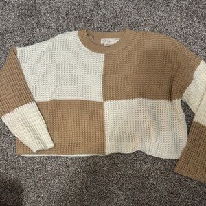 Jessica Simpson Cream and Tan Block Sweater